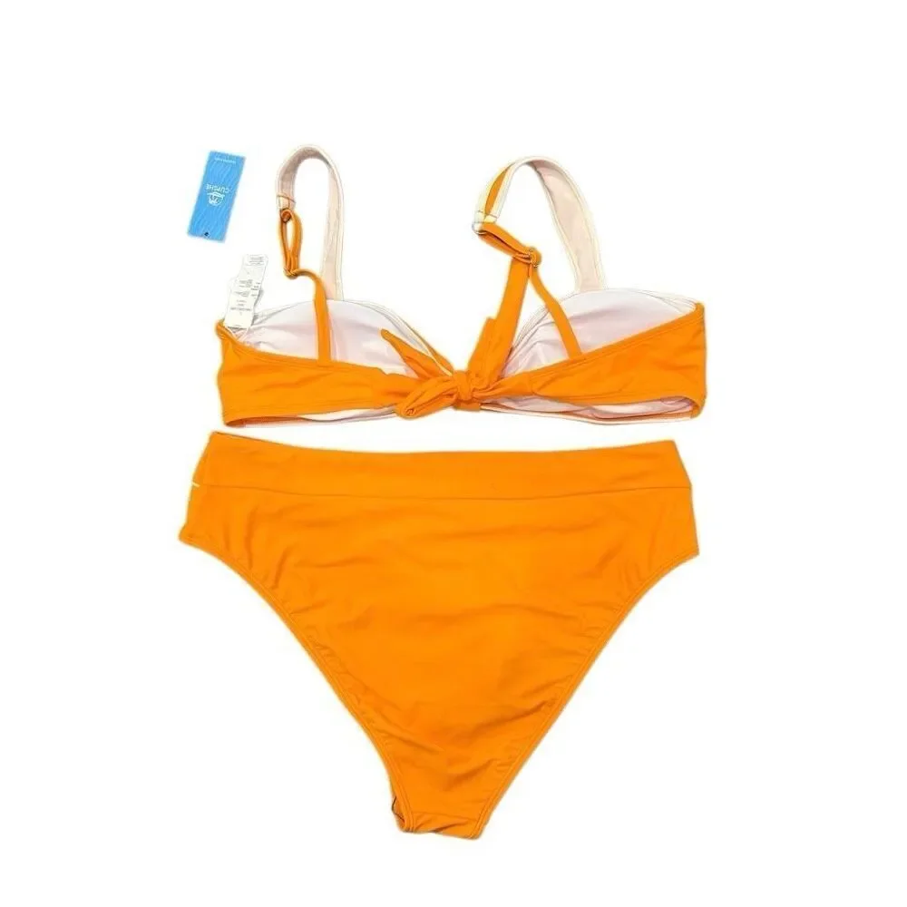 NWT CUPSHE Sunset Blaze Orange Bikini Set- size L/XL - Picture 5 of 8